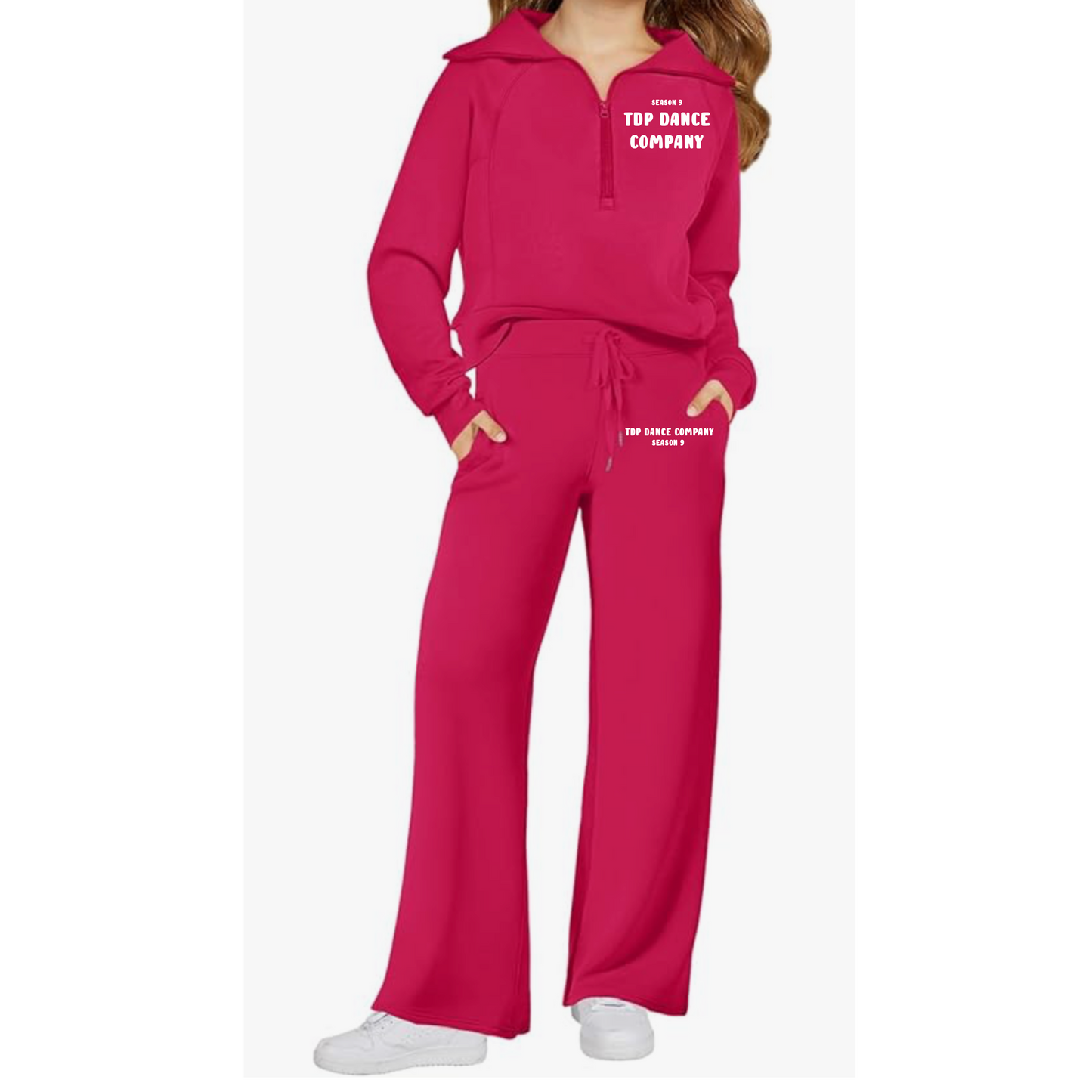 Youth Sweatset wide leg with 1/4 zip