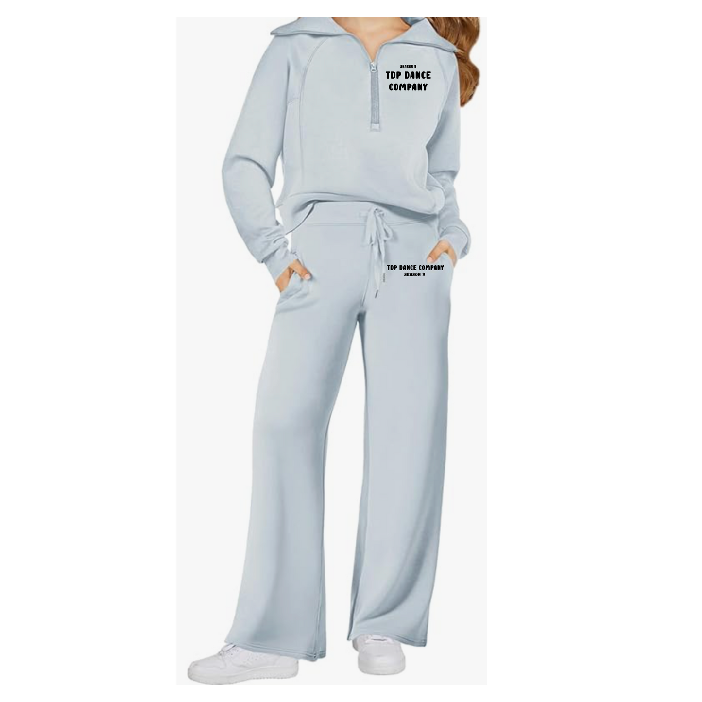 Youth Sweatset wide leg with 1/4 zip