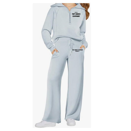 Youth Sweatset wide leg with 1/4 zip