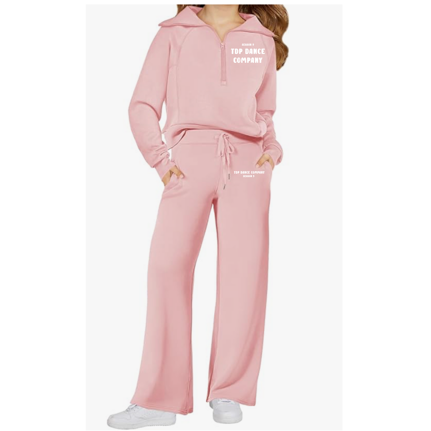 Youth Sweatset wide leg with 1/4 zip